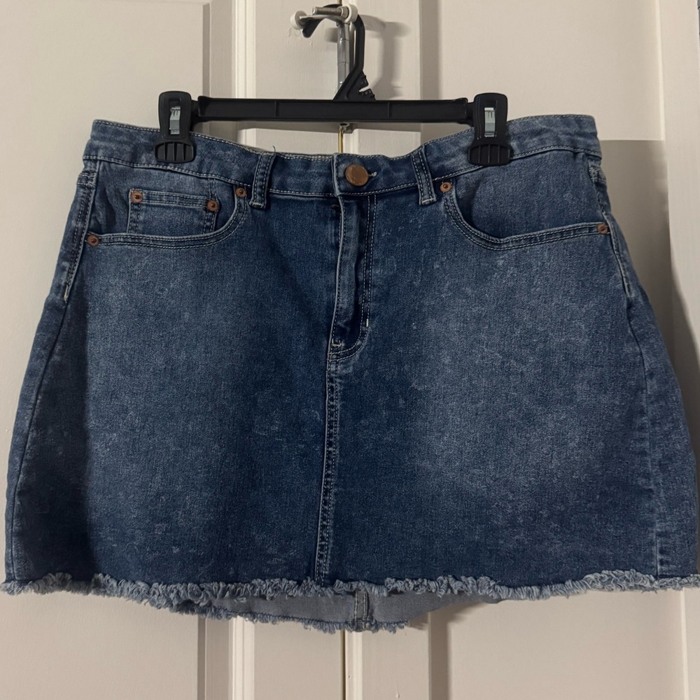 No Boundaries Distressed Blue Mini Skirt